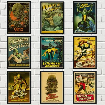 

American Horror Movie Creature from the black lagoon Retro Posters Quality Wall Posters Painting Art Decor Canvas Wall sticker