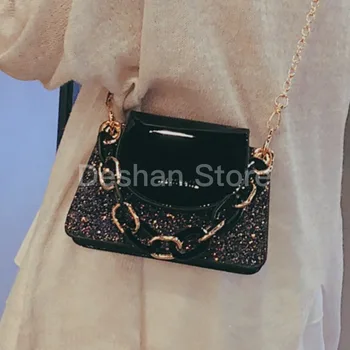 

Elegant Female Mini Sequin Tote Bag 2020 Fashion Quality Patent Leather Women's Designer Handbag Chain Shoulder Messenger Bags