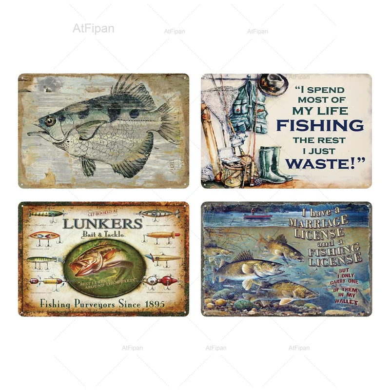  Heddon Fishing Fish Lure Tackle Rod Reel Retro Vintage Look  Wall Decor Metal Tin Sign 8x12in : Home & Kitchen