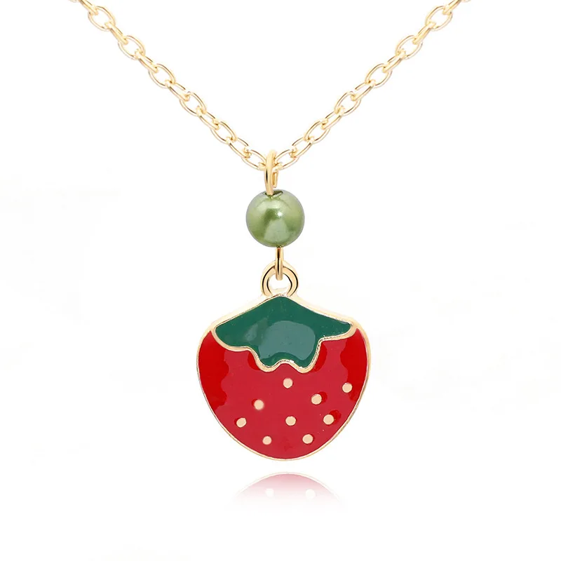 

Cartoon fruit series strawberry banana pineapple cherry Pendant Necklace Love Woman Mother Girl Gift Wedding blessing Jewelry