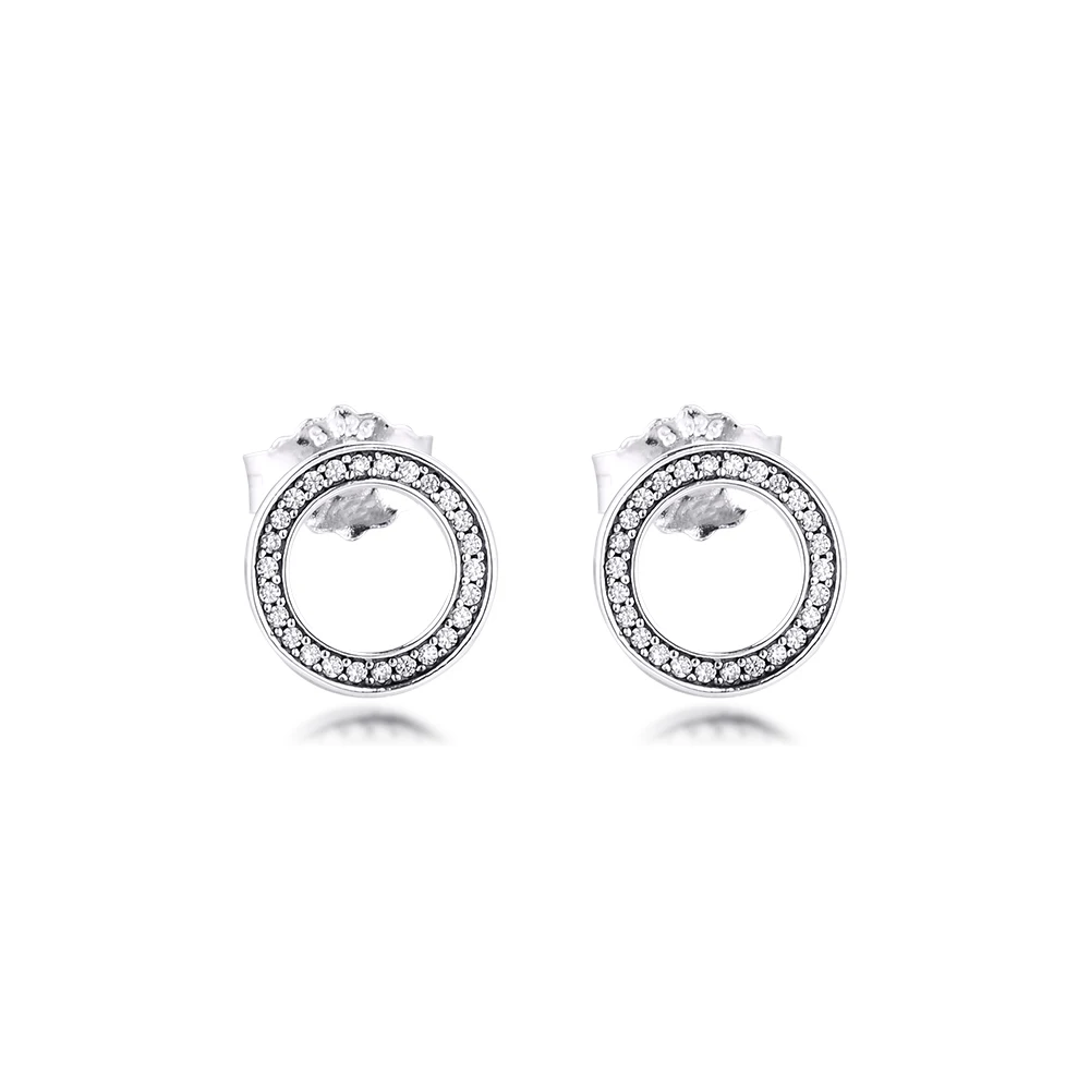 

100% Authentic 925 Sterling Silver Forever Signature Stud Earrings for Women Clear CZ Earings Original Jewelry Brincos Berloques