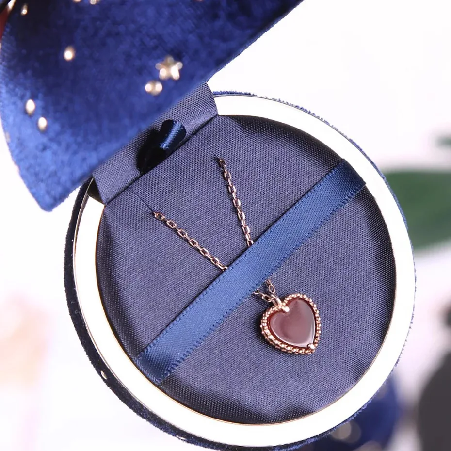 Blue velvet Pendant GZXSJG бархатная шкатулка для колец, колье, коробка для хранения, бант, из бисера, бархатная, для путешествий, Подарочная коробка для помолвки, свадьбы, невесты - Цвет: Blue velvet Pendant