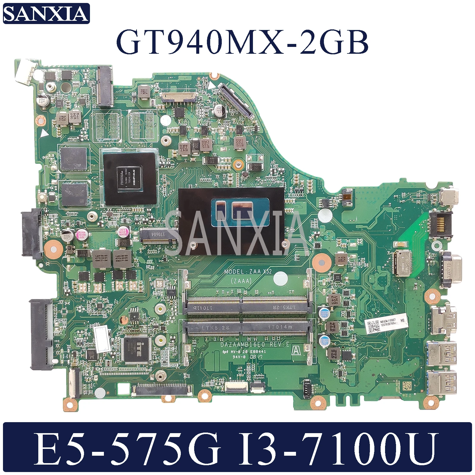  KEFU DAZAAMB16E0 Laptop motherboard for Acer Aspire E5-575G original mainboard I3-7100U GT940MX
