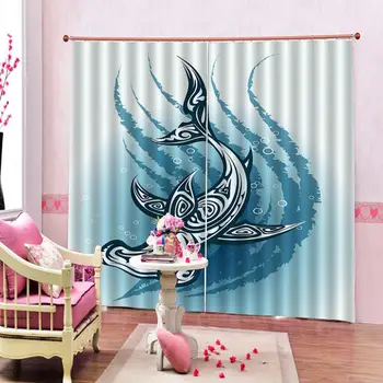 

Customized size Blackout 3D Window Curtains European Curtains Wooden board character pattern Painted 3D Curtain Living room