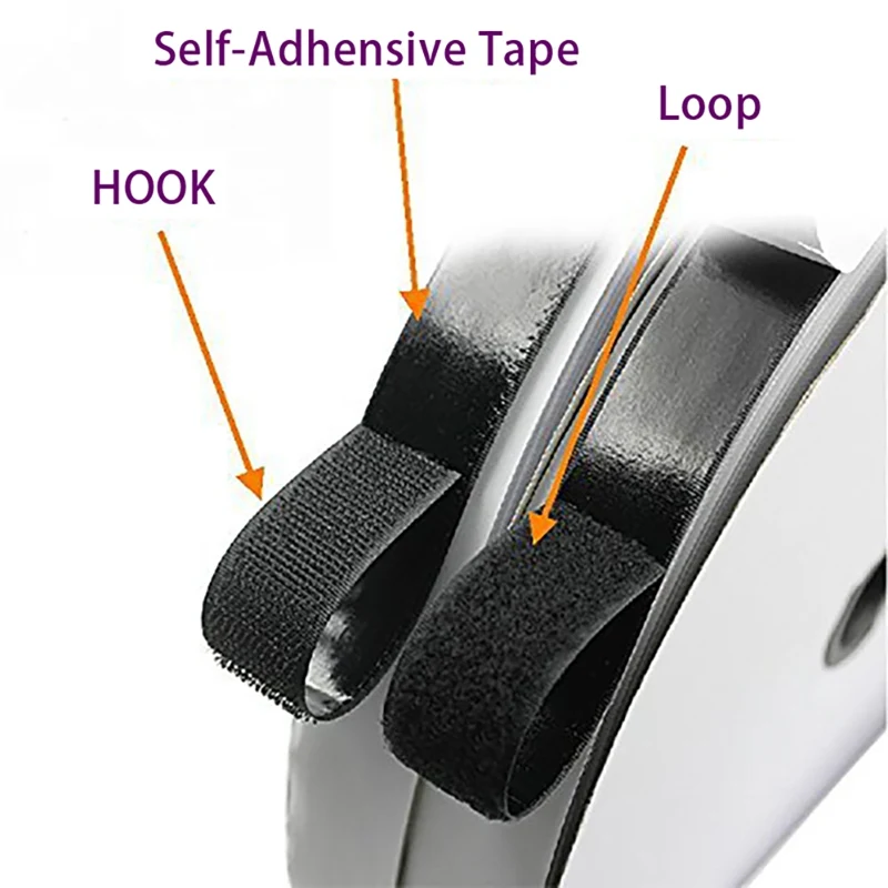45M 2 Rolls Multifunction Self Adhesive Nylon Clasp Strip Tape Reusable Sticky Tape Fabric Fastener Mounting Tape Household