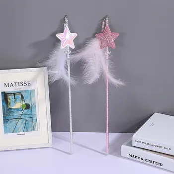 

Pet cat toy feather interactive toy star transparent plastic transparent handle with bells funny cat stick funny pet supplies