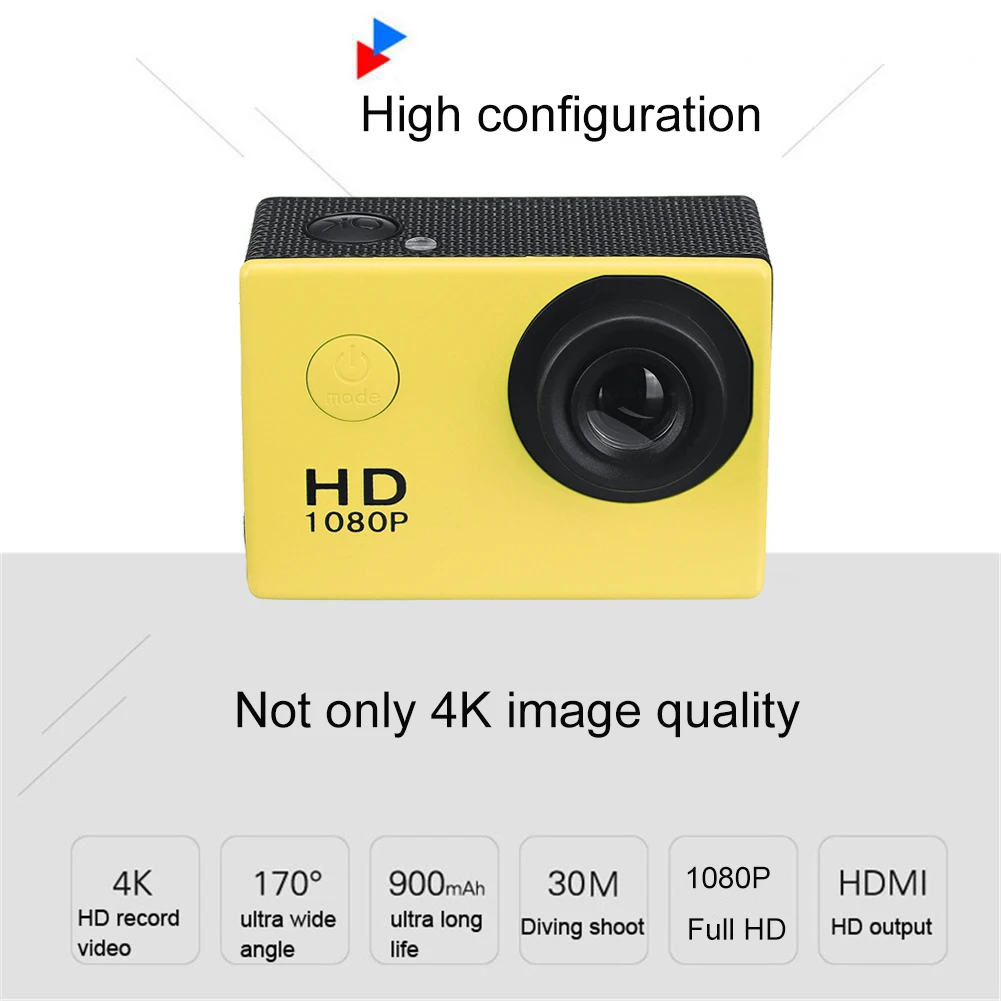 Спортивная камера 1080P 4K 2,0 ''водонепроницаемый рекордер Sj4000 ЖК-экран для катания на лыжах вождения Спорт DV видеокамера многофункциональная