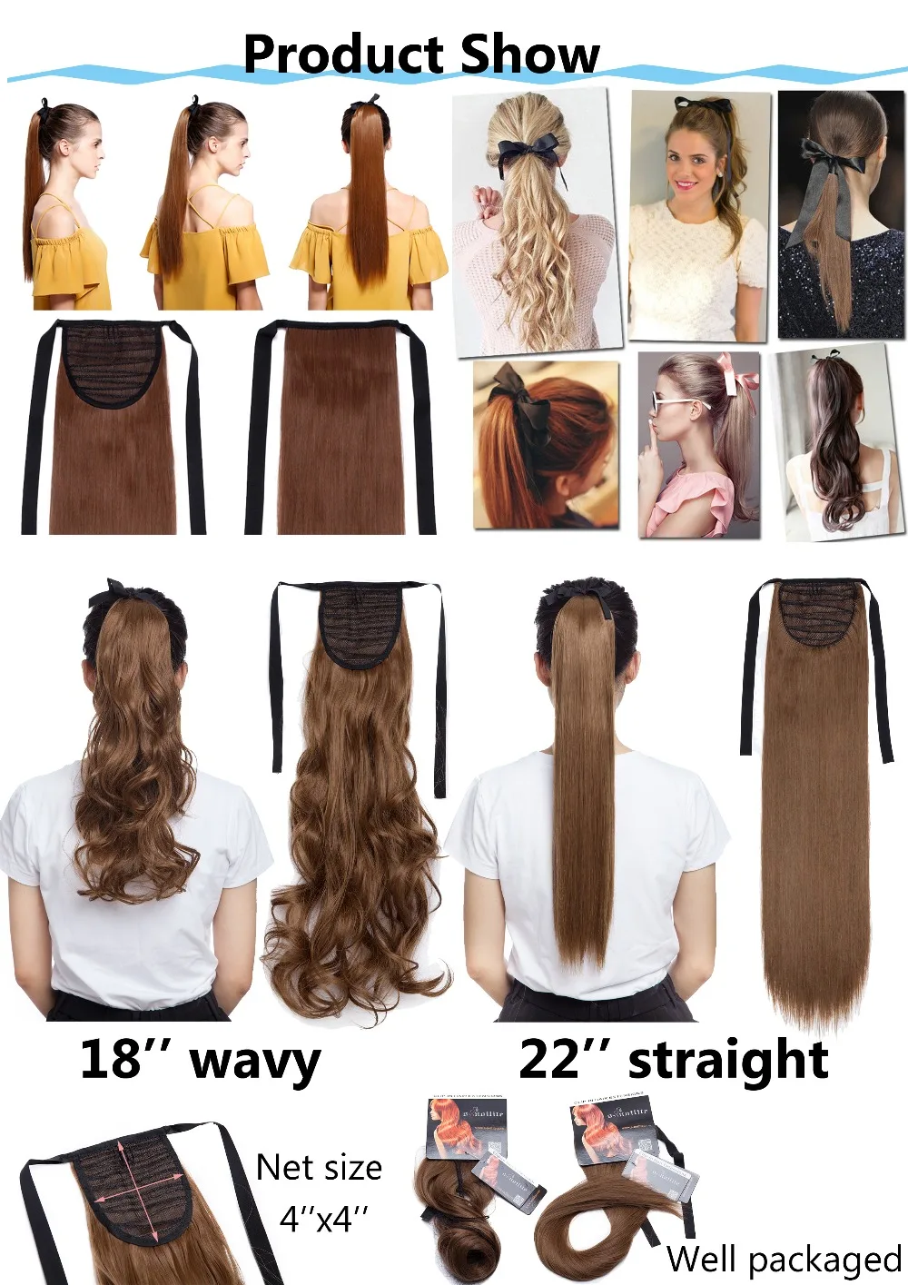 S-noilite, длинные прямые волосы на заколках для наращивания, на заколках, хвост, синтетические волосы, шиньон, заколки для волос, искусственные волосы для женщин