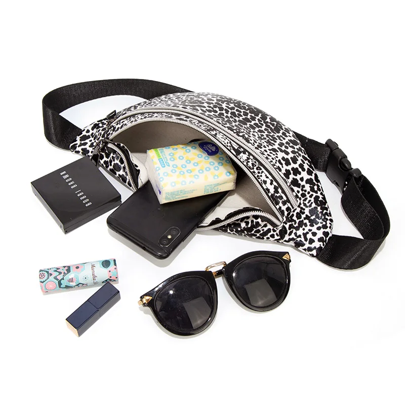 New Design Women Leopard Pattern Cool Style Waist Fanny Pack Belt Bag Phone Wallet Storage Bag PU Leather Hip Bum Bag Pouch
