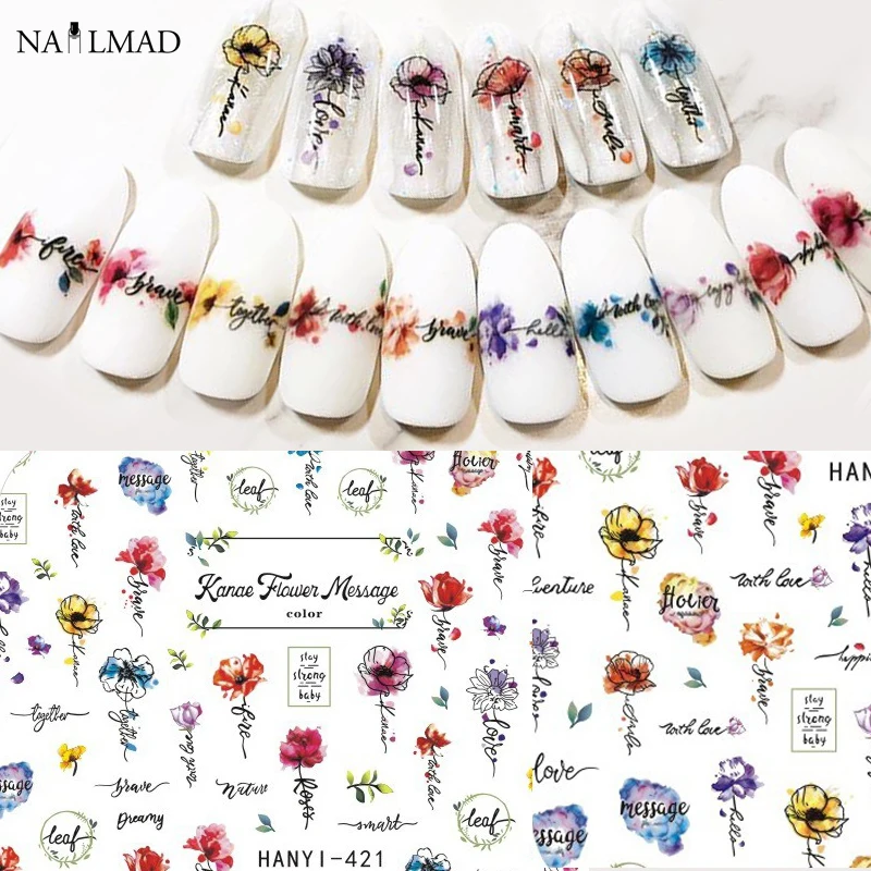 

1pc Coloful Flower Nail Art Stickers Gradient Blossom Sticker Decals Decorations Manicure Tips Tools
