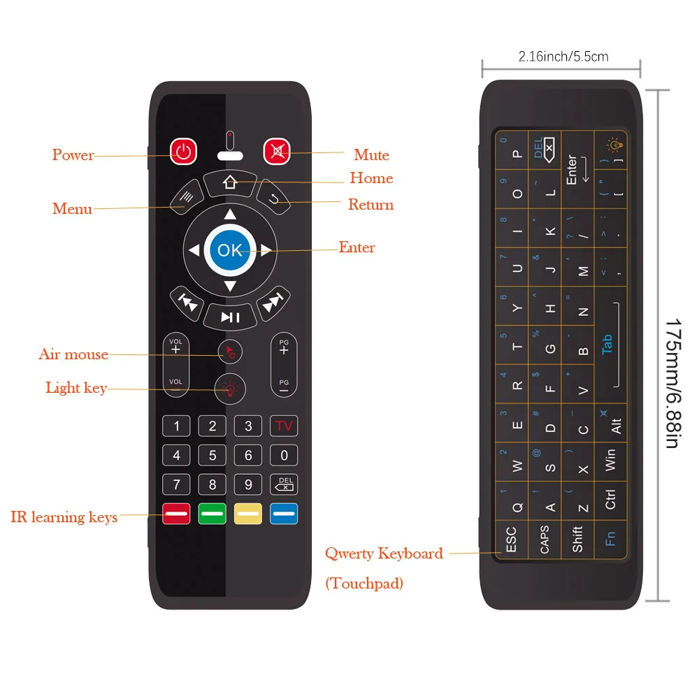 T16 2,4G Air mouse беспроводная сенсорная клавиатура 7 с подсветкой для Andriod tv Box проектор IP tv HTPC PC ноутбук умный пульт дистанционного управления