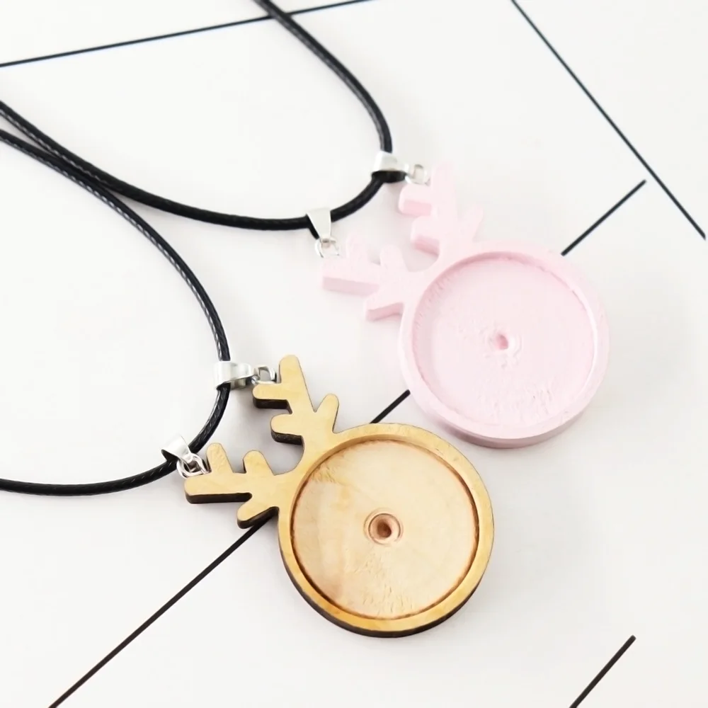 DAWNJOE 10pcs/lot 20/25/30 mm Wood Cabochon Tray Blank Base DIY Making Necklace Photo Frame Pendant Jewelry Finding