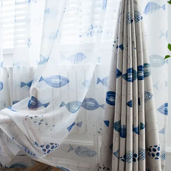 

Modern Simple and Fresh Style Deep Sea Fish Tulles for Living Dining Room Bedroom.
