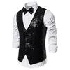 Shiny Gold Sequin Sparkling Waistcoat Men Slim Fit V Neck 2 Pieces Mens Vest with Bowtie Wedding Party Stage Prom Costume Gilet ► Photo 2/6