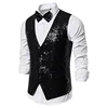 Shiny Royal Blue Sequin Dress Vests Men Slim Fit V Neck Glitter Tuxedo Waistcoat Mens Wedding Party Stage Prom Vest with Bowtie ► Photo 2/6