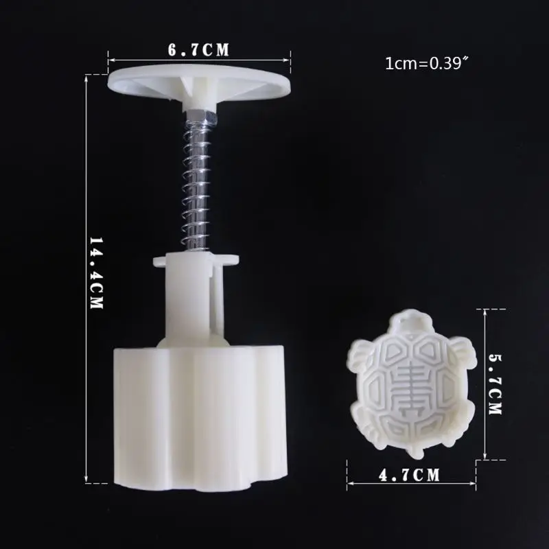 50g Moon Cake Mold Turtle Stamp Barrel Mooncake Hand Pressure Pastry Mould DIY Bakware Mid-autumn Festival