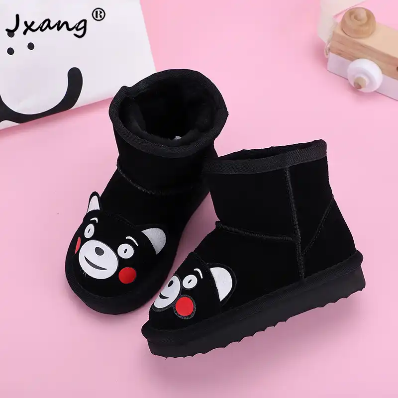 Jxang Classic Children S Cartoon Cowhide Snow Boots Small Animal Winter Children S Warm Shoes Chestnut Bear Rabbit Boots Kids Aliexpress
