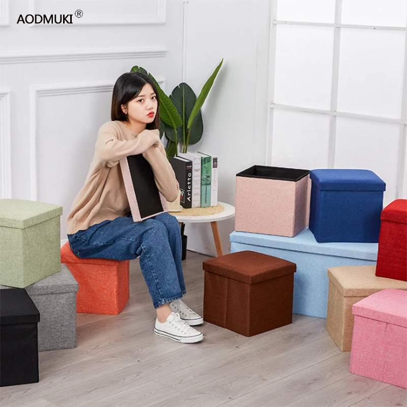 

Household Makeup Organizer Box Sofa Comfortable Chair Sofa Ottomans Storages Foot Stool Storage Box Artifact Tabouret Pouf