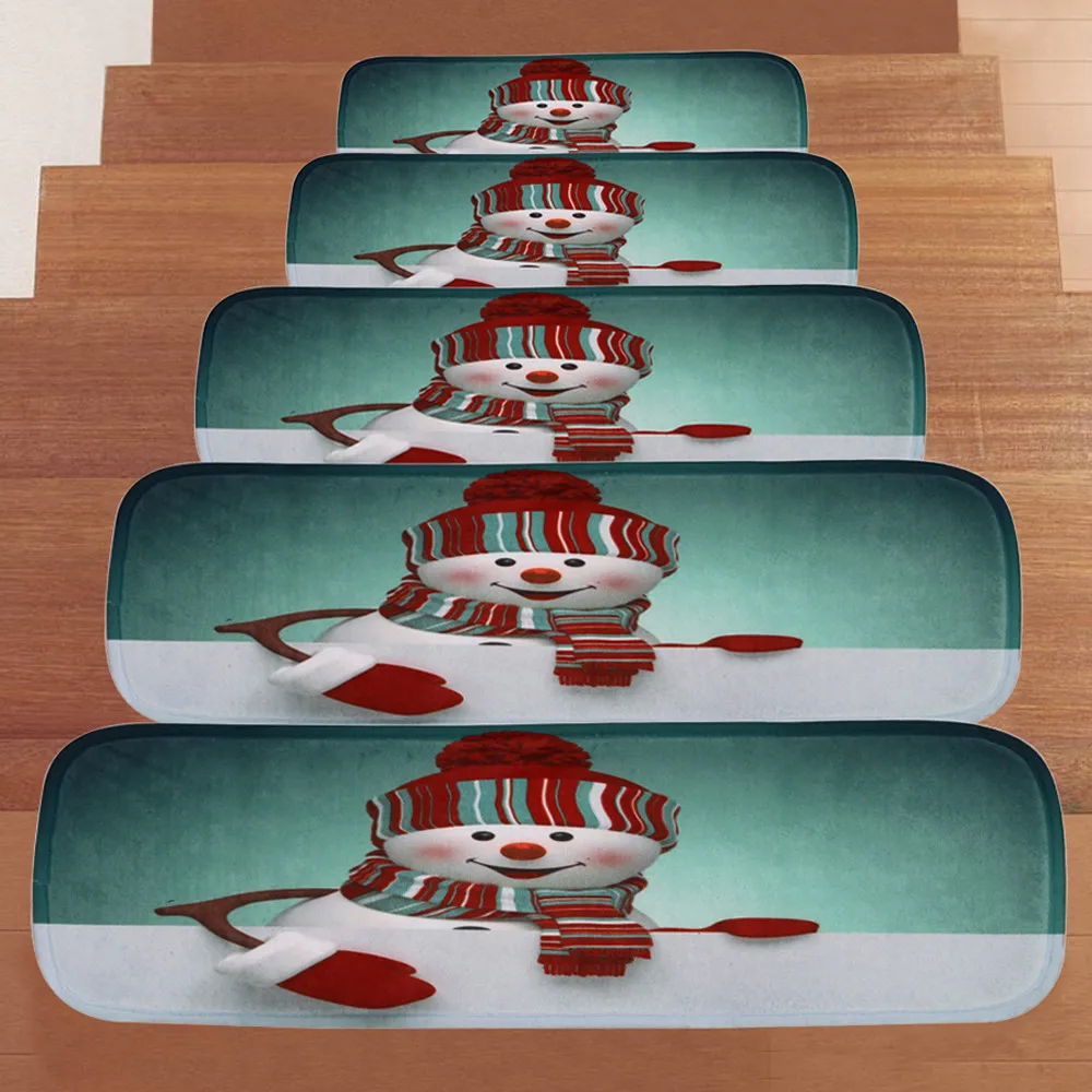 1 комплект 5 шт. Рождественский коврик для лестницы 22 см x 70 см рождественские украшения StepBasic нескользящий коралловый флис устойчивый ковер для лестницы домашний декор