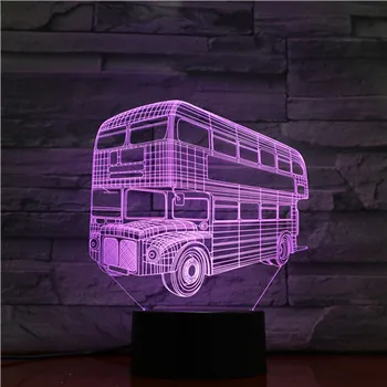 

3D Lamp Double-decker Bus Atmosphere Best Present for Children Battery Powered Color Changing with Remote Led Night Light Lamp