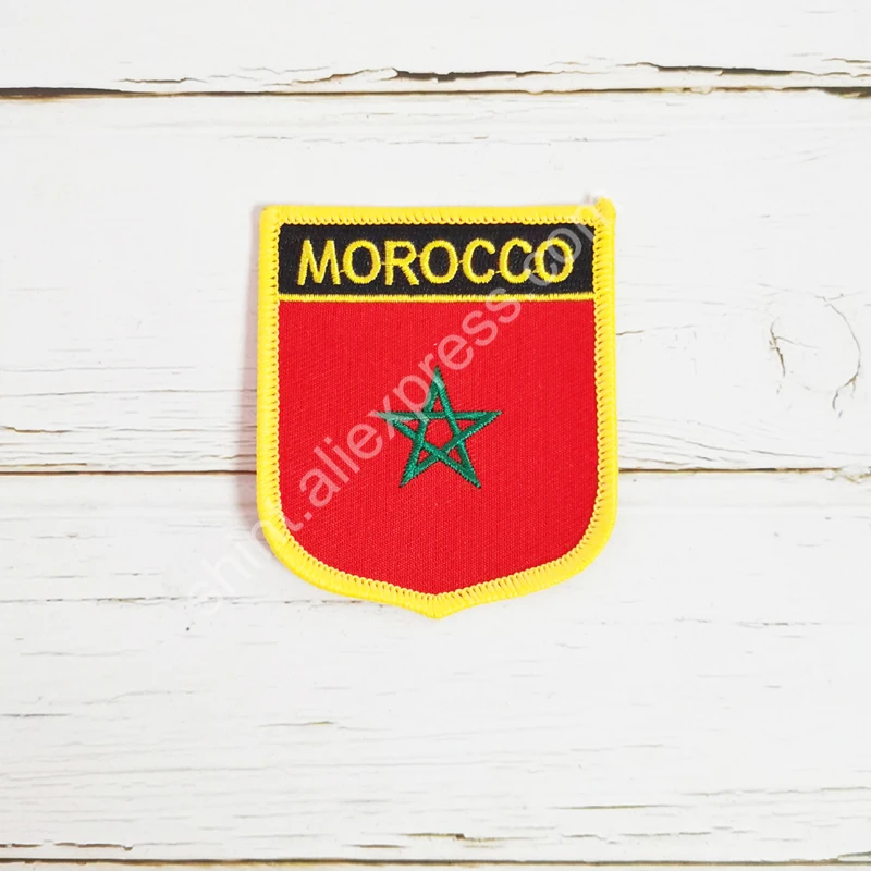 1PC Moroccan Flag Morocco Armband Embroidered Patch Hook & Loop Or