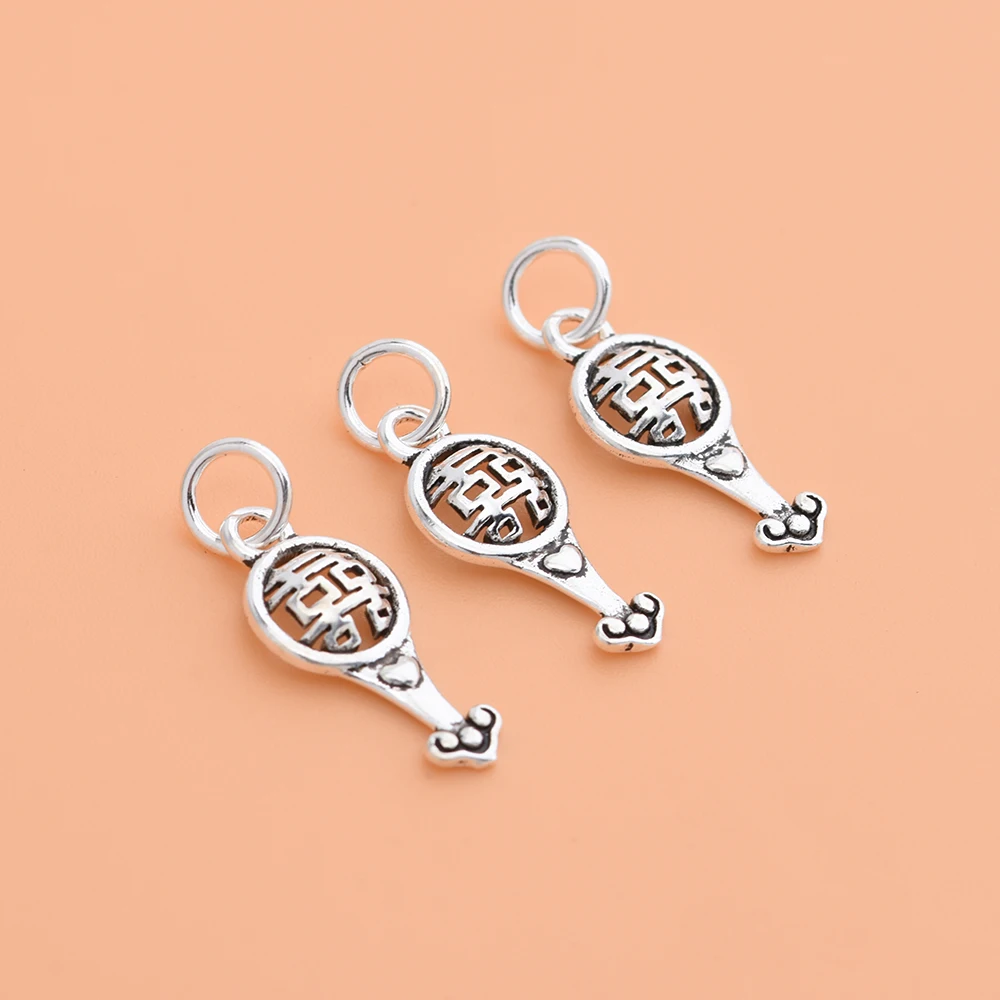 S925 стерлингового серебра Тайское Серебро Двойное счастье кулон ручной работы diy