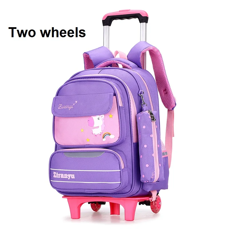 2 wheels b Школьные сумки на колесиках для девочек, студенческий школьный рюкзак для мальчиков, водонепроницаемый рюкзак Mochila Escolar, легкий рюкзак на колесиках Zaino - Цвет: 2 wheels b