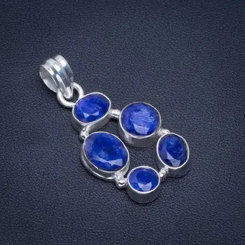 

Natural Sapphire Handmade Unique 925 Sterling Silver Pendant 1.5" B3037