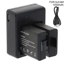 2 шт 3,7 V 1050mAh литий-ионная аккумуляторная батарея+ 2 канала 100 V-240 V зарядное устройство с usb-кабелем для SJ4000/SJ4000 Wifi/SJ4000 Plus