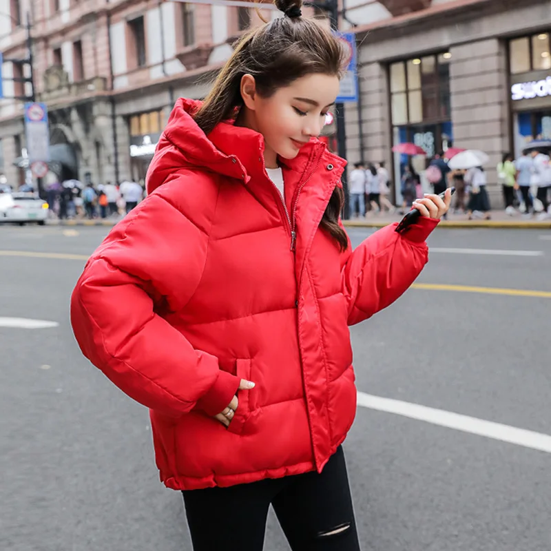 Voobuyla осенне-зимняя куртка женская парка Mujer модное пальто свободный жакет с капюшоном Женская парка Теплая Повседневная Плюс Размер Пальто