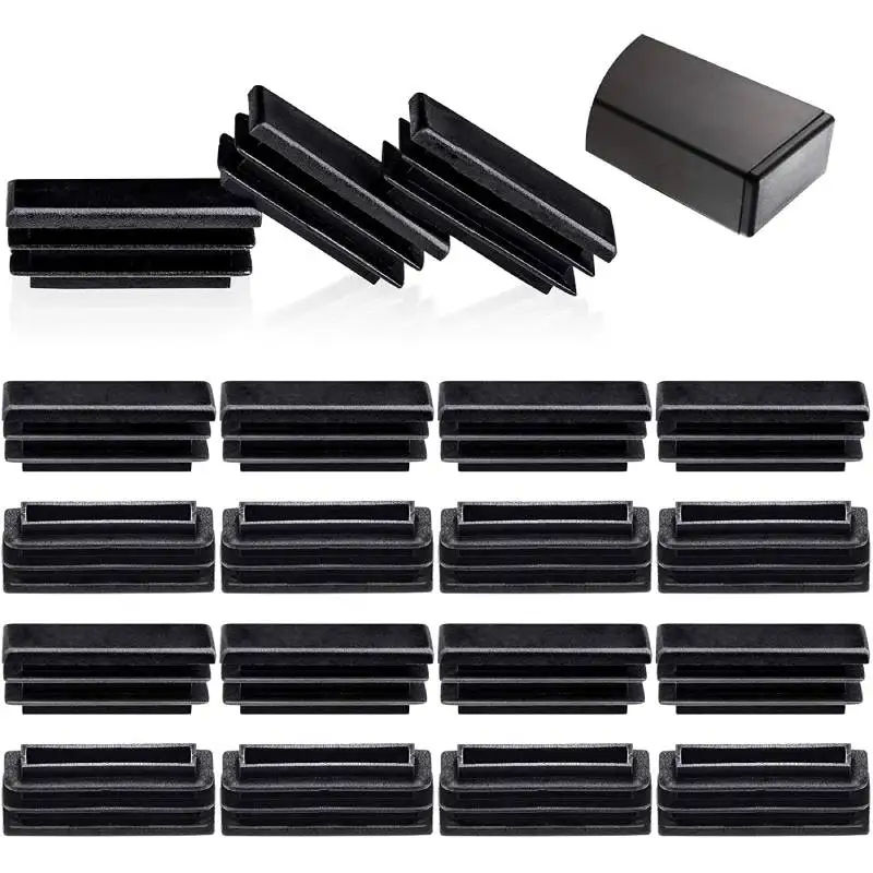 12Pcs Rectangle Chair End Caps Tubing Plug Cap For Furniture Glide Prevention Plastic Post End Insert Chair/Desk Tube Protector