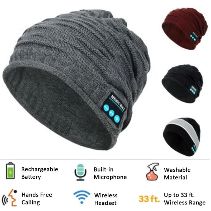Warm Beanie Wireless Bluetooth Top Hat Music Head Cap Headset Headphone Speaker