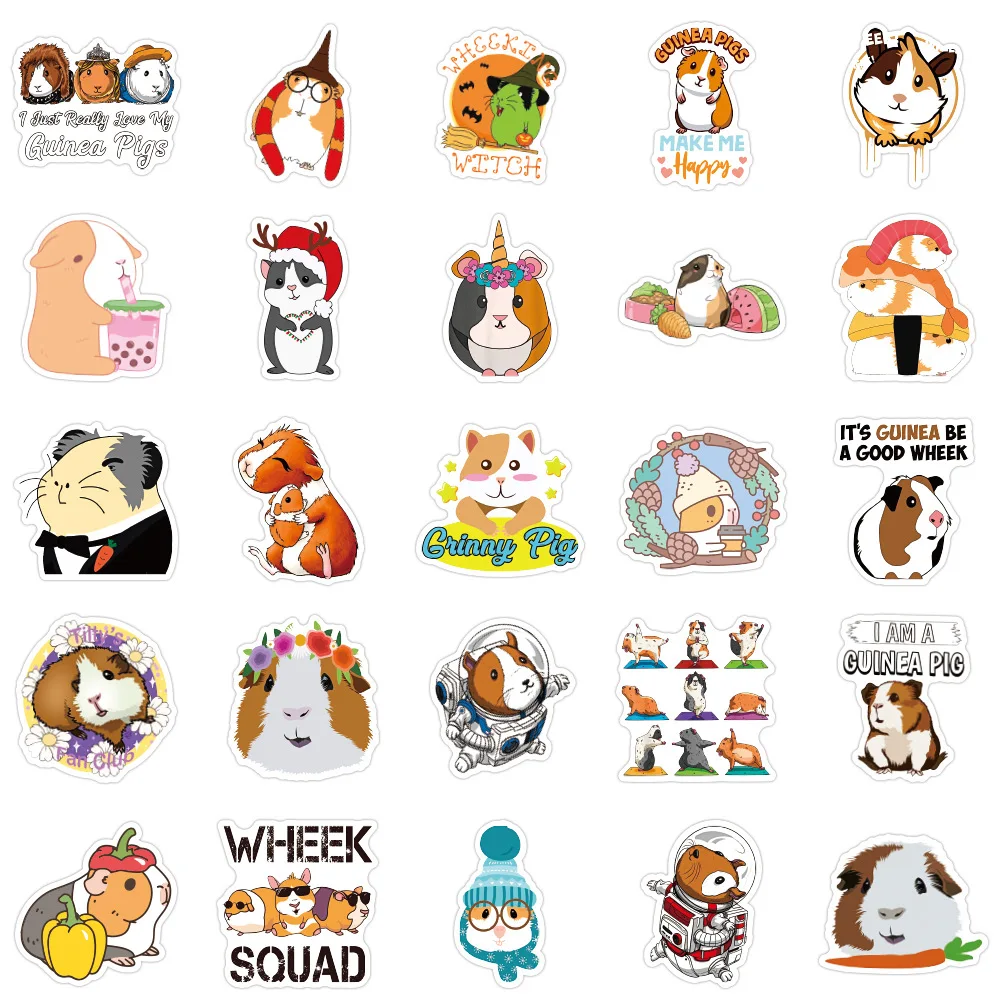 10/30/50PCS Cute Animal Guinea Pig Personality Decoration Graffiti Waterproof Sticker Notebook Refrigerator Skateboard Wholesale