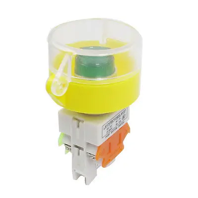 

AC 220V Green Lamp Illuminated 1NO 1NC Latching Clear Cover Push Button Switch