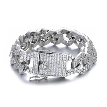 18 мм Bling Heavy Iced Out, кубинская цепочка, полный AAA кристалл, проложенный мужской браслет, золотые браслеты для мужчин, ювелирные изделия в стиле хип-хоп