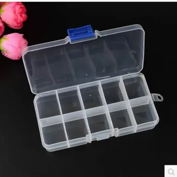 

10 Grids Compartments Plastic Transparent Organizer Jewel Bead Case Cover Container Storage Box for Jewelry Pill 10pcs/lot