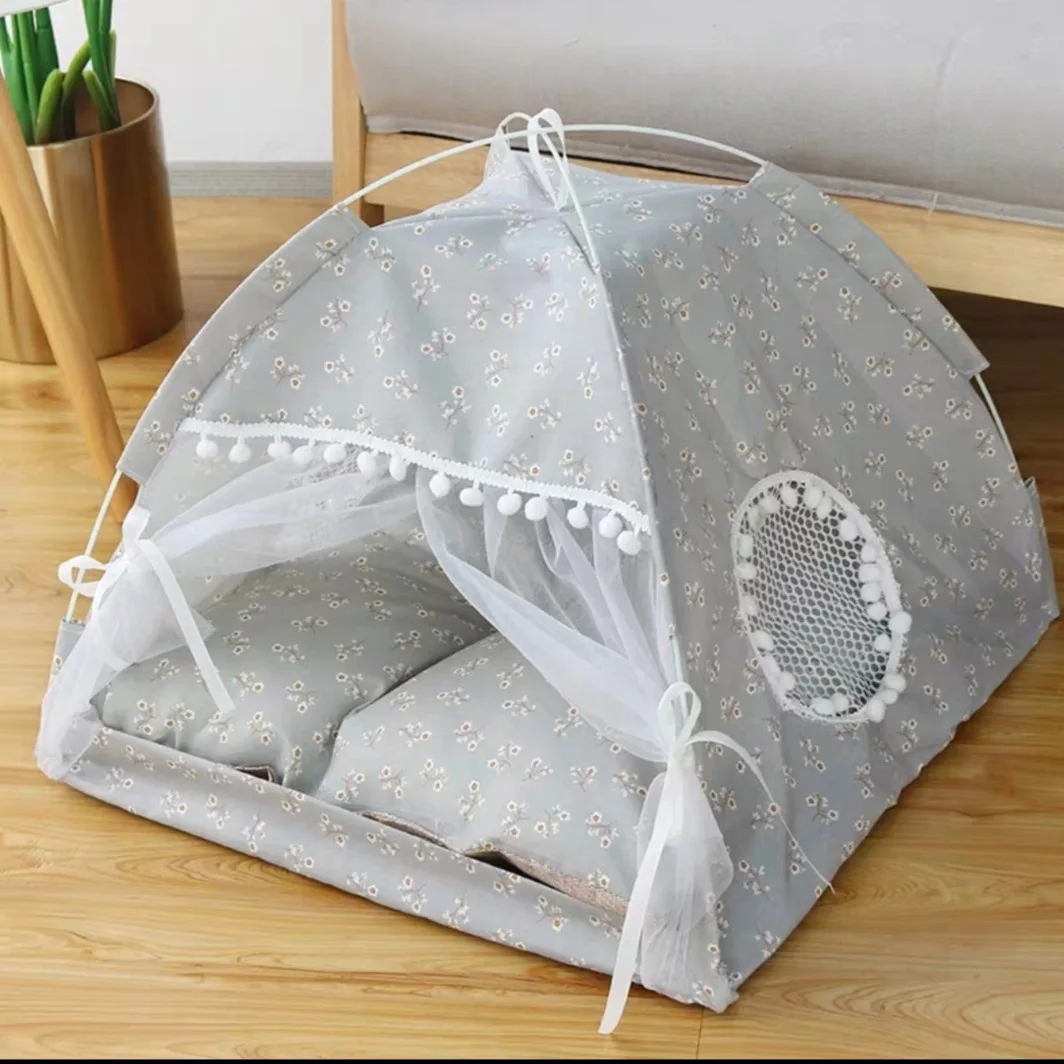 Pet Tent Cave Bed for Cat Small Dog with Removable Washable Cushion Folding Teepee Puppy Cat Indoor Outdoor Kennels Cave