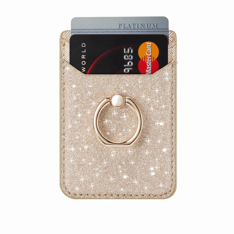 Блестящая задняя крышка для мобильного телефона, держатель для карт, кошелек, карман для кредитных карт, клейкая наклейка, чехол для телефона, сумка, золото/розовое золото/черный