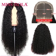 Miss Rola-Peluca de cabello humano brasileño para mujeres negras, pelo rizado con cierre de encaje, 4x4, 180% de densidad, 13x1, Remy