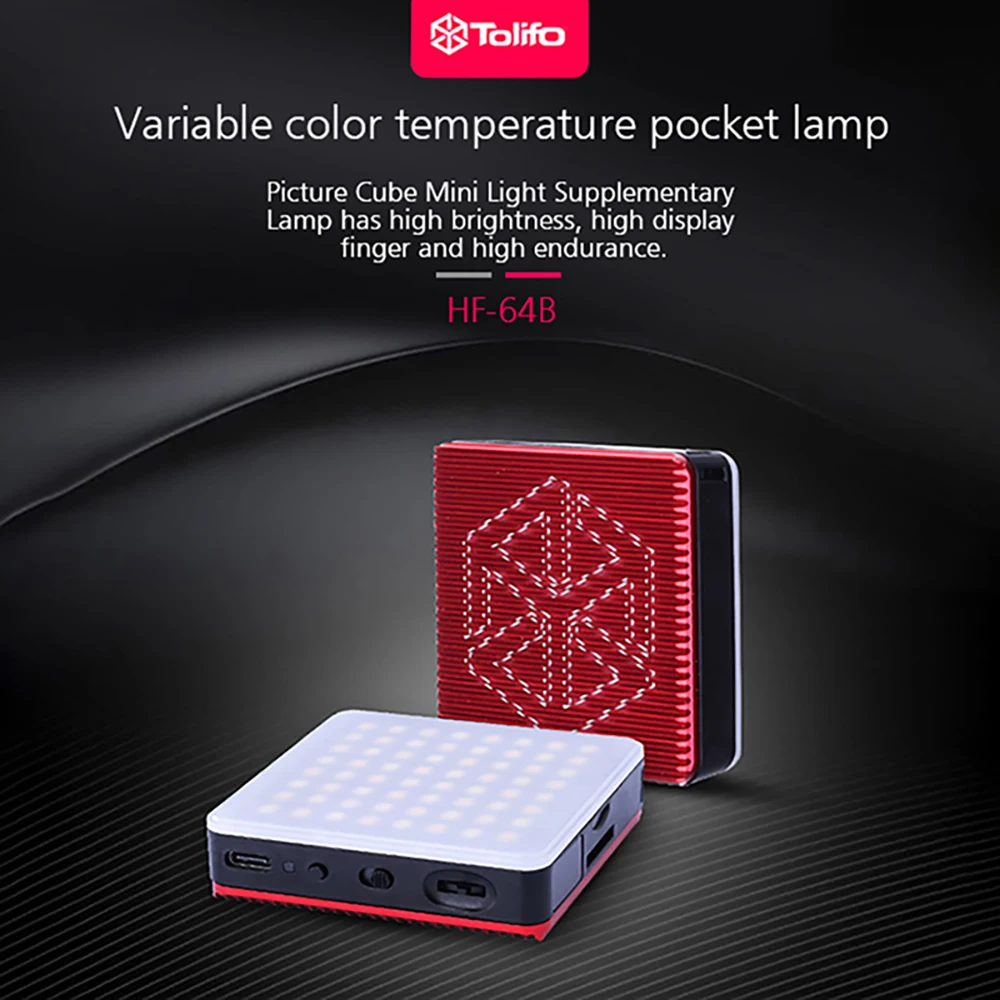 

Tolifo HF 64B/96B LED Video Light Variable Color Temperature Pocket Lamp Dimmable Flash Light Speedlite Photography Lighting