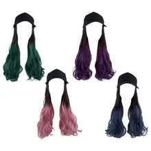 Женская бейсбольная шляпа с Длинные Синтетические парики термостойкие большие волнистые вьющиеся парик