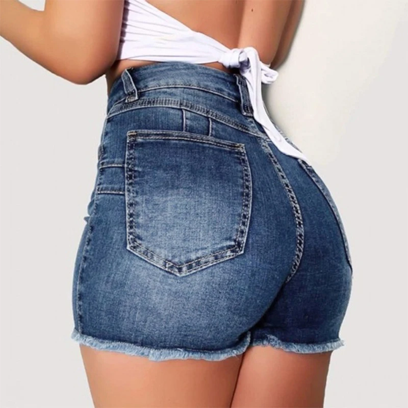 stretch waist jean shorts