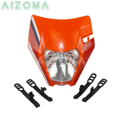 Dirt Bike фары для мотокросса для KTM EXC XCF SX F SMR XC-W EXC-F-19 Enduro Supermoto Off-Дорожная фара мотоцикл H4 Лампа - Цвет: Orange