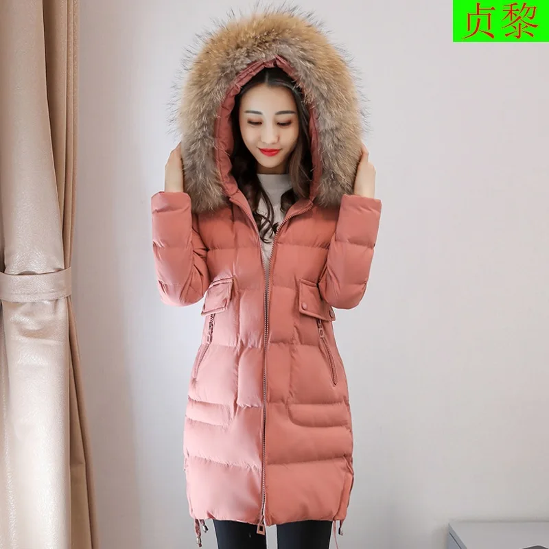 

Cotton-padded Clothes Women's Mid-length Korean-style 2017 Winter Fur Collar Slim Fit down Jacket Cotton-padded Clothes Coat Med