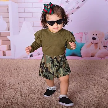 

newborn baby girl two pieces set clothes infant ruffle long sleeve tshirt shorts suit new born girl clothing