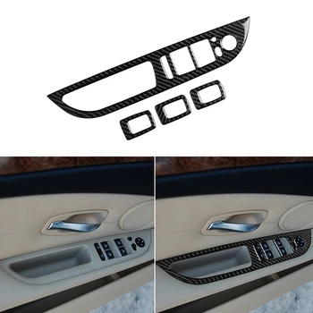 

4Pcs Carbon Fiber Style ABS Window Lift Switch Button Panel Cover Trim for BMW 5 Series E60 2008-2010 Interior Mouldings