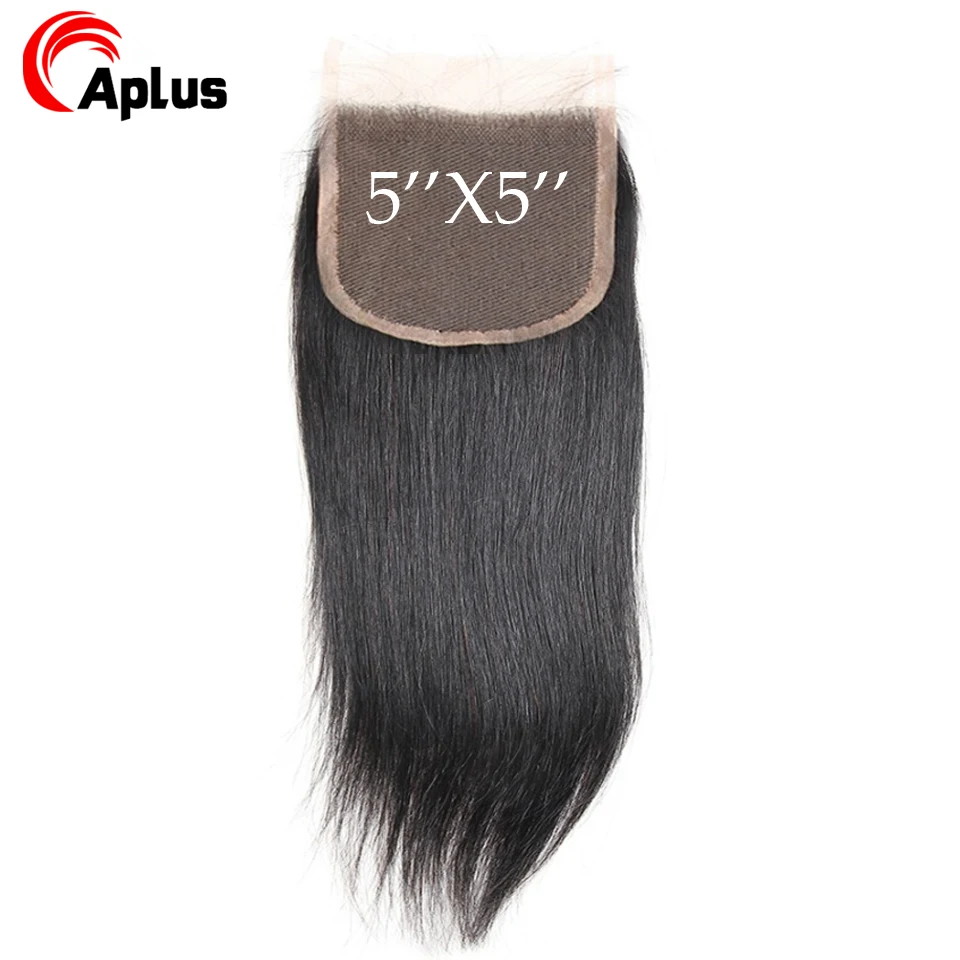 

5X5 Deep Part Brazilian Straight Hair Lace Closure Pre Plucked Middle Part With Baby Hair Non Remy Human Hair Closure Aplus Hair