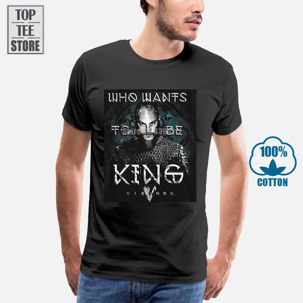 Футболка мужская Vikings который хочет Ragnar Lothbrok History Tv Show Black Sm 4Xl | Мужская одежда