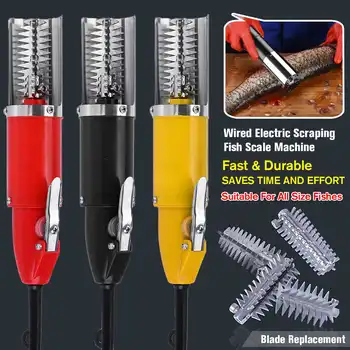 

120W Waterproof Electric Fish Scale Scraper Fishing Scalers Clean Easy Fish Stripper Remover Cleaner Tool Charging Adapter