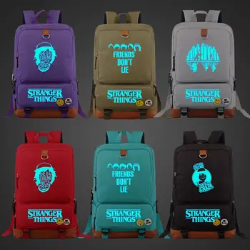 

Blue Luminous Fashion Stranger Things Boy Girl Book School Bag Women Bagpack Teenagers Schoolbags Men Student Backpack